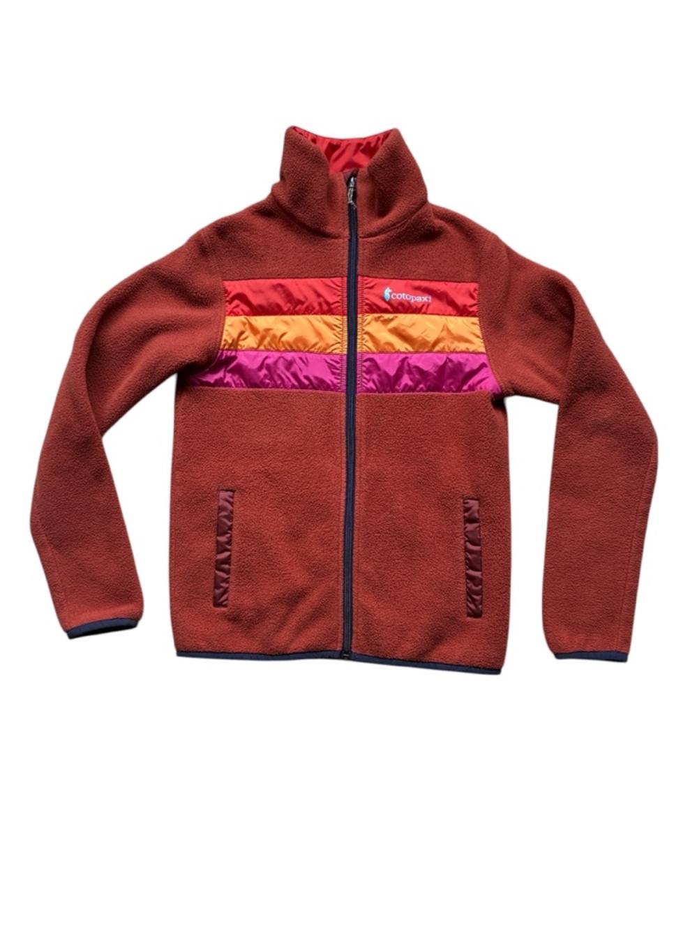 Cotopaxi Women's Orange Colorblock Teca Fleece Full-Zip Jacket Size XXS